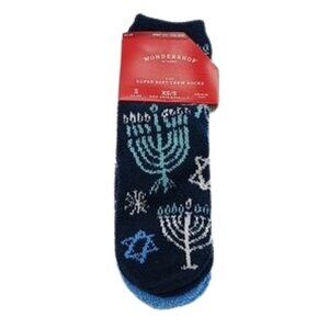 Wondershop Kids Cozy Socks Hanukkah Menorah Holiday Fuzzy Blue XS/S